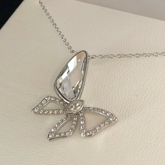 St Silver Crystal Butterfly Pendant Necklace NWT $175 - Picture 6 of 8